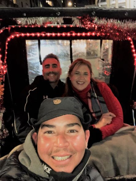 Frankie Legs pedicab - New York City Christmas tour