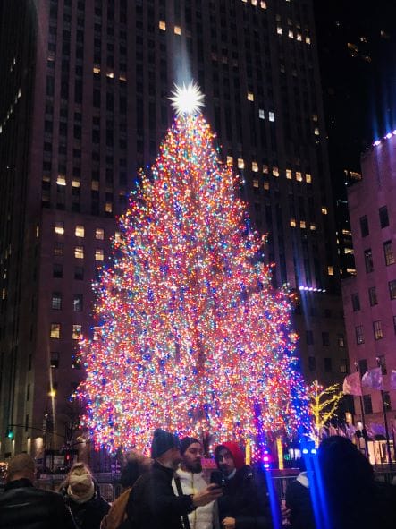 Rockefeller Center Christmas tree in New York City at Christmas on a budget
