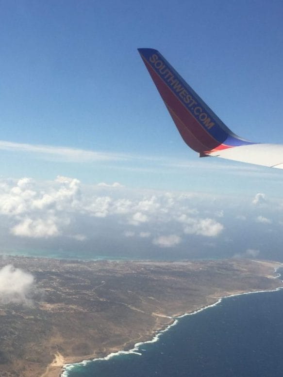 view flying into Aruba from plane