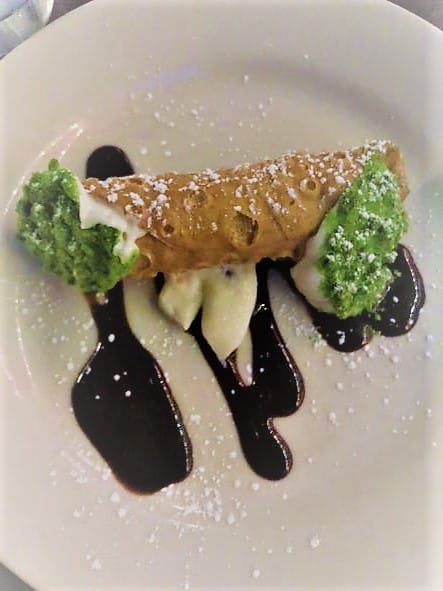 canoli at Italian Village on Girls Weekend in Chicago
