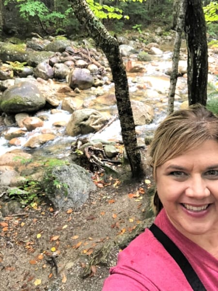 Michele at the Kancamagus hikes