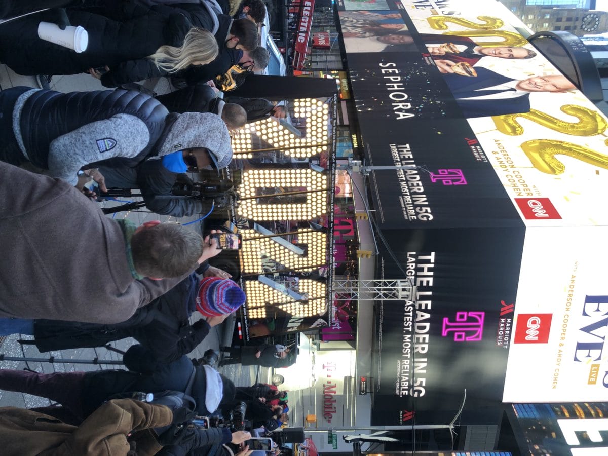 Times Square numbers in New York City at Christmas on a budget