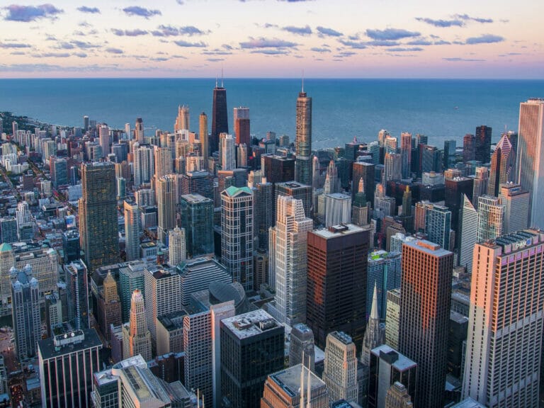 rooftop bar view in Chicago