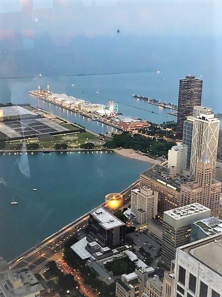 view from top of John Hancock building in Chicago