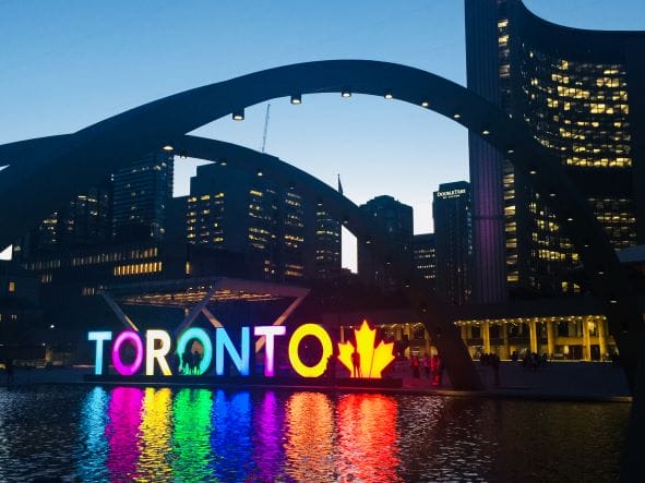 Toronto brightly lit sign