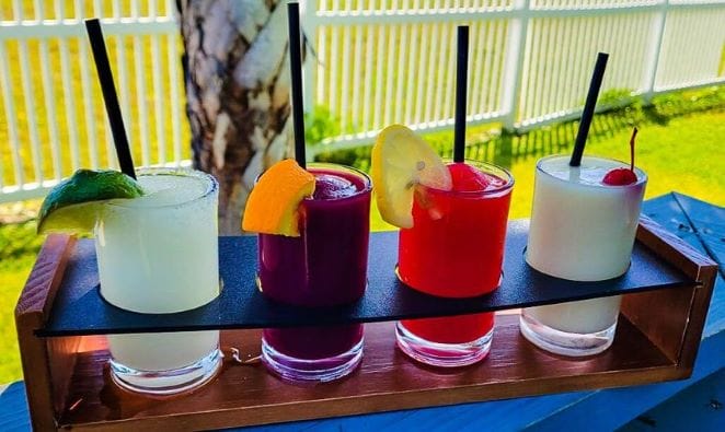 flight of margaritas at MacDaddy Port Aransas Restaurant