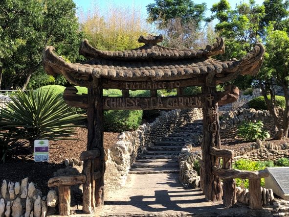 The Chinese Gardens sign at Sunken Gardens in San Antonio