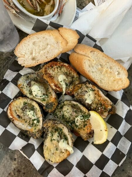 oysters at French Market after shopping on girls trip to New Orleans