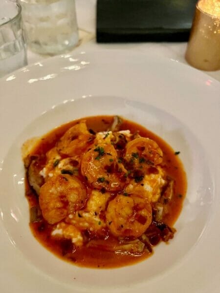 shrimp and grits at Justine's in New Orleans