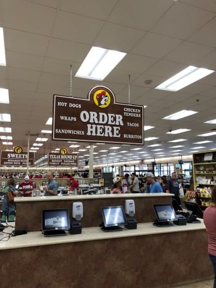 Menu kiosk at Buc-ee's