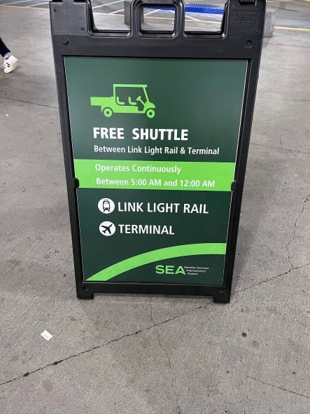 Light rail station shuttle sign