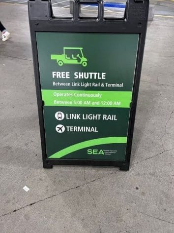 Light rail station shuttle sign
