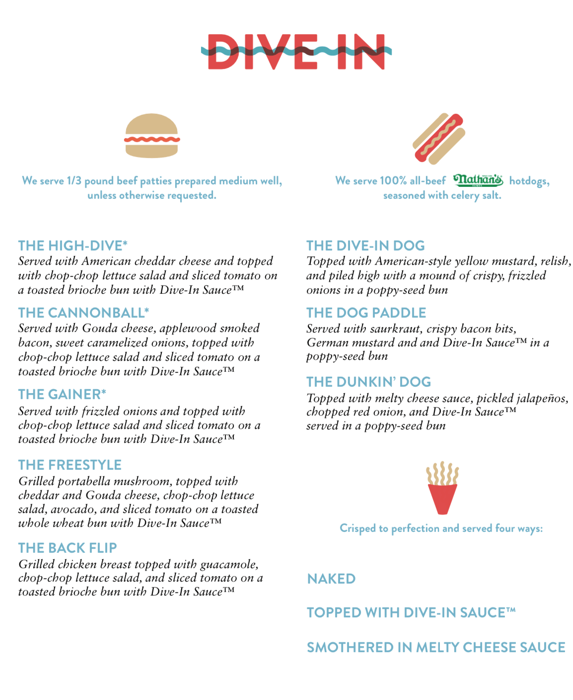 Dive In Menu ms Westerdam