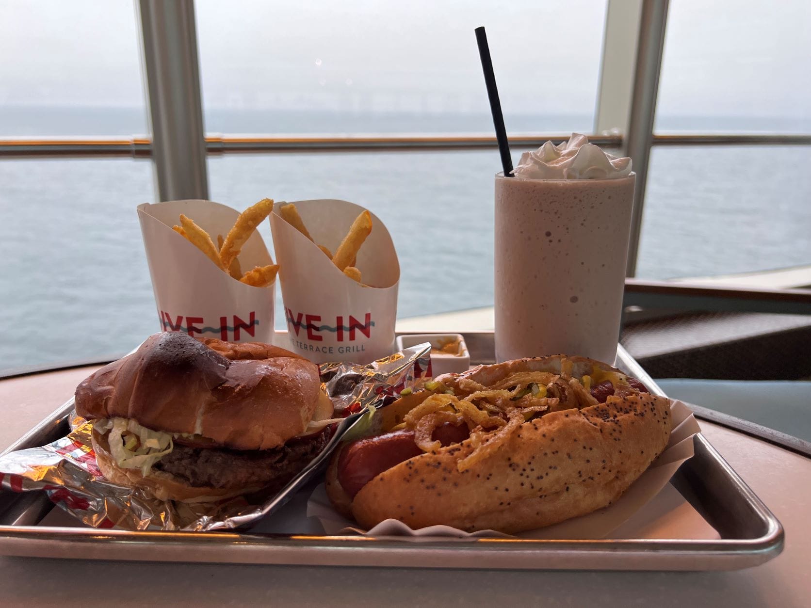 Dive in burger and hot dog