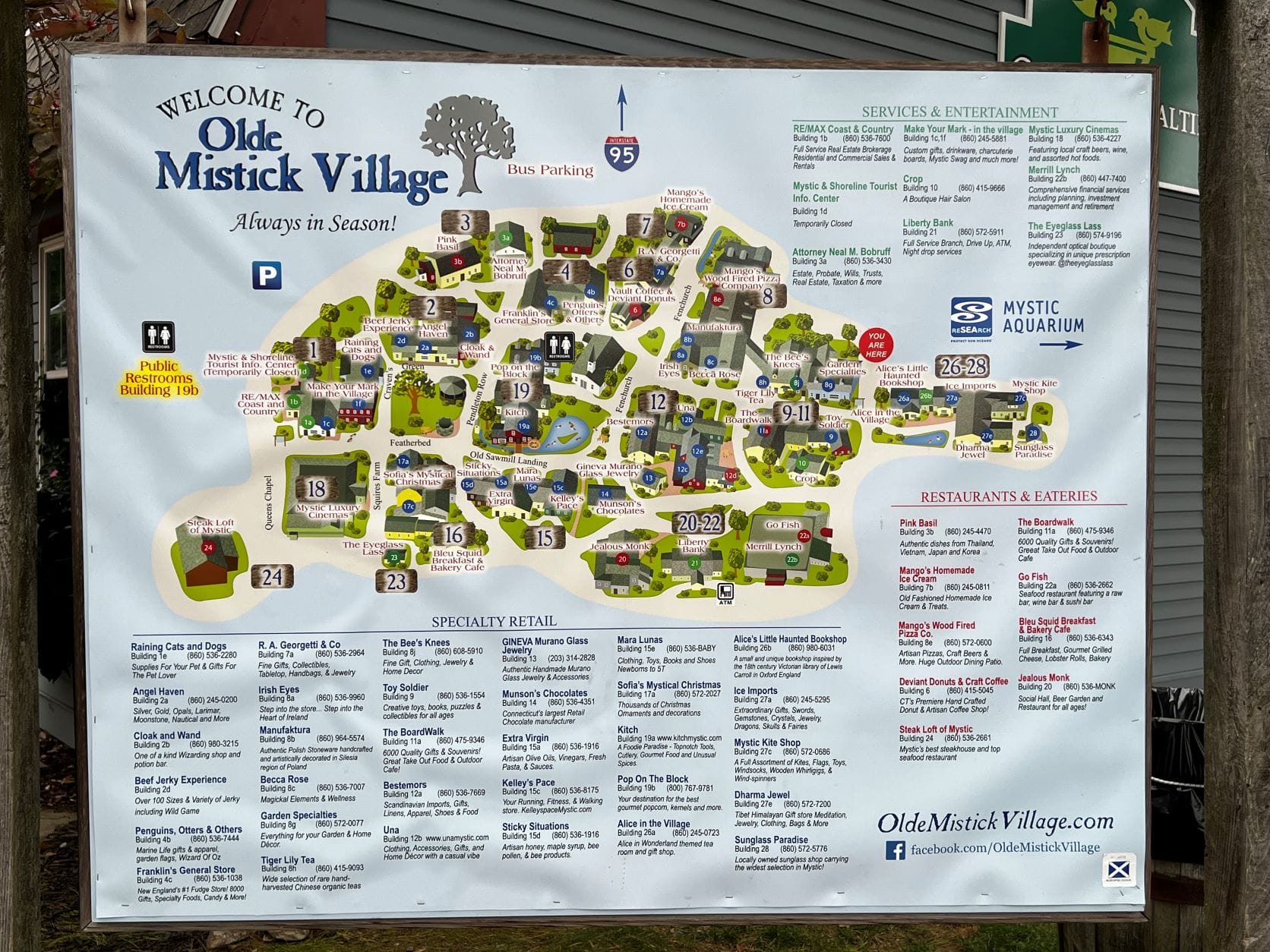 Olde Mistick Village map