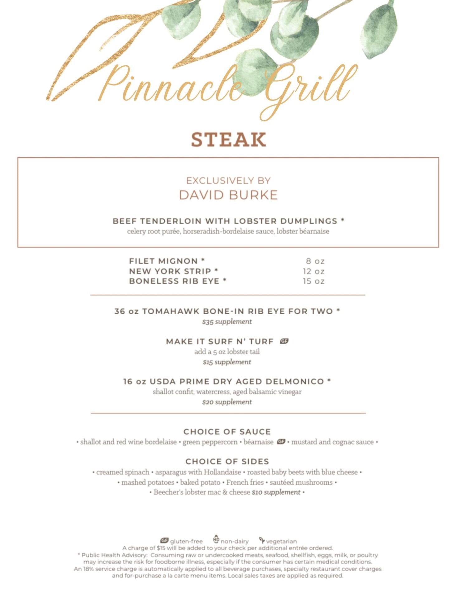 Pinnacle Grill Holland America Menu