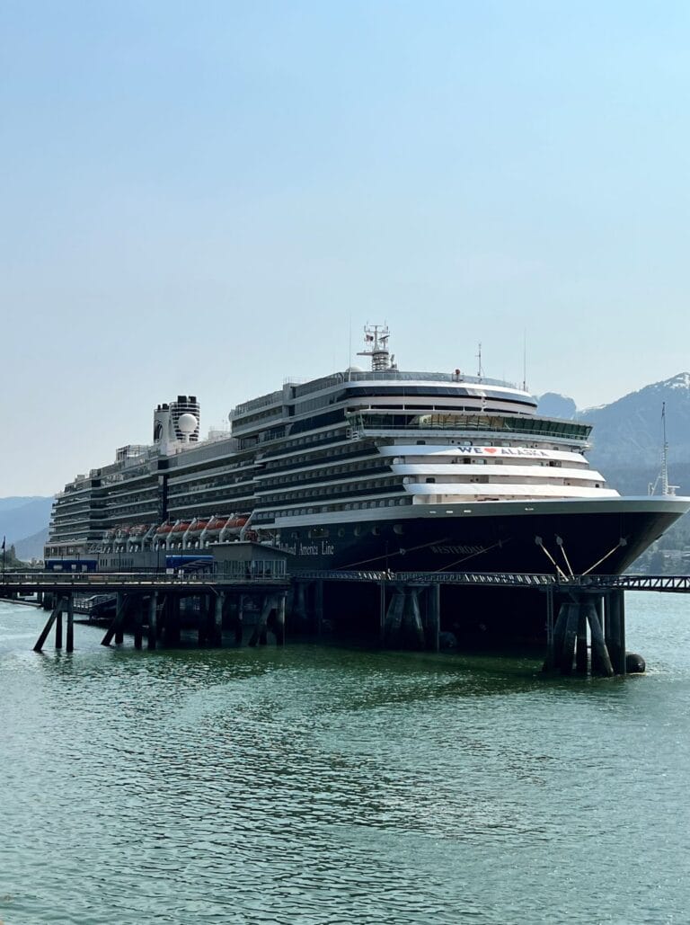 cruise ship docked in Alaska