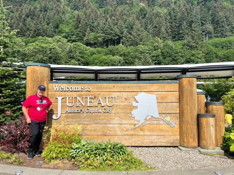 Juneau capital sign with Michele