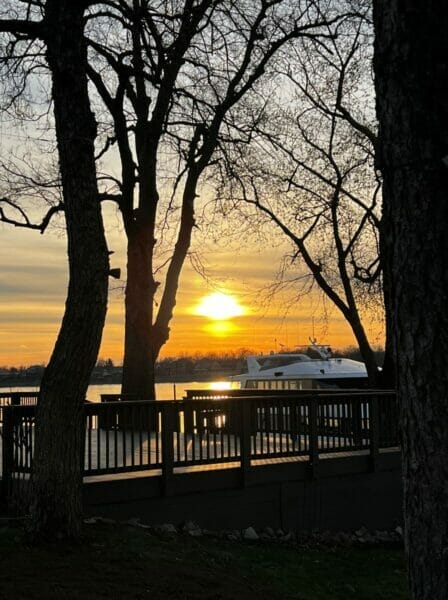 sunset at Captain's Quarters in Louisville