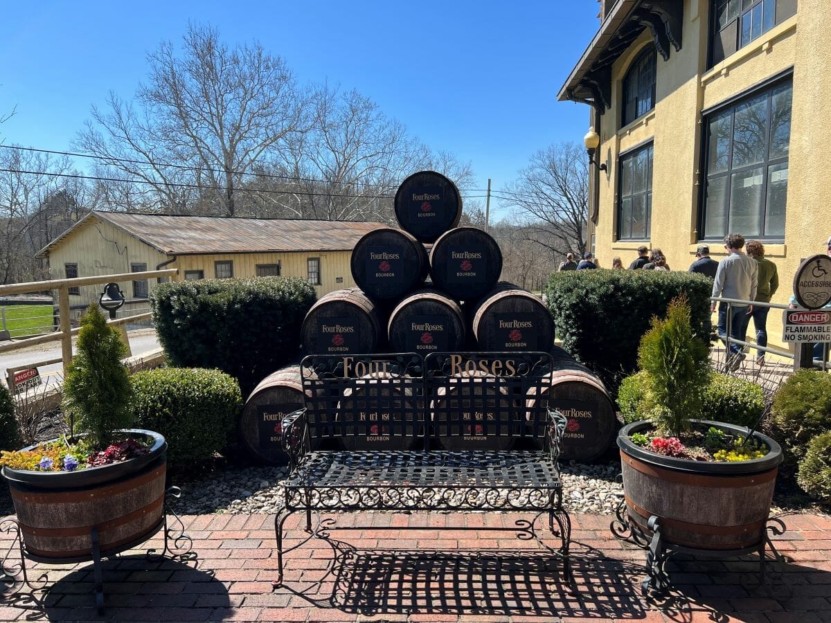 barrels stacked at Four Roses distillery