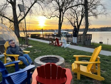 outdoor adirondack chairs for sunset view
