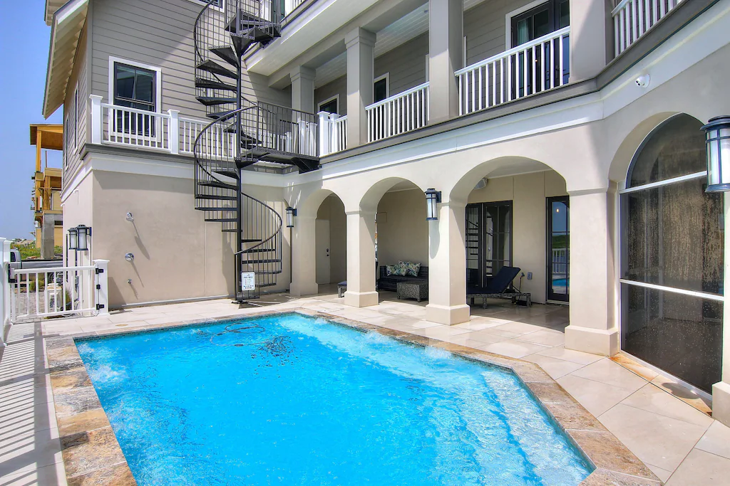 pool and backyard deck