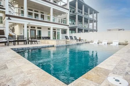 three story home rental in Port Aransas with backyard pool