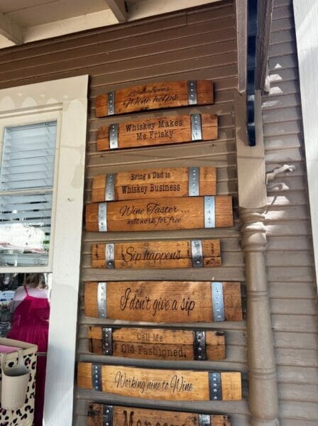 bourbon barrel signs at Bath Haus
