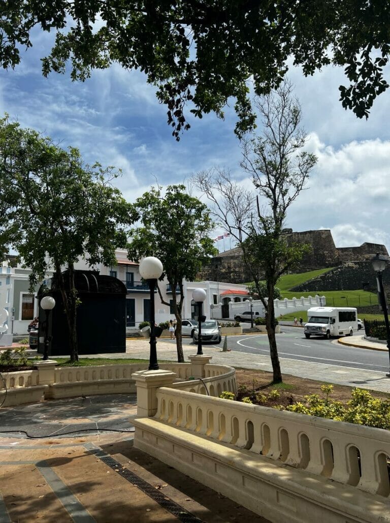 Plaza Colon in colorful Old San Juan