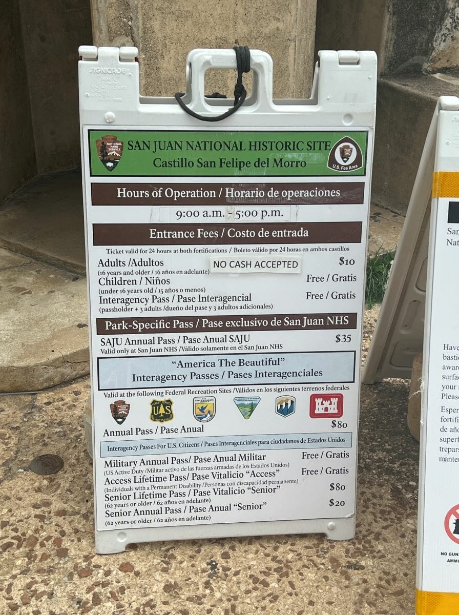 Old San Juan Admission Sign