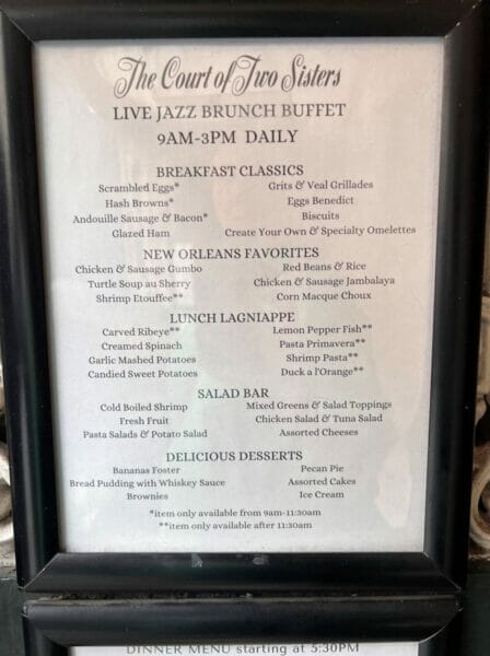 NOLA brunch menu