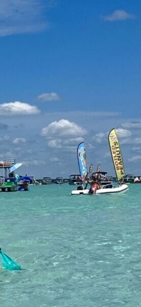 Food boats at Crab Island Destin Florida
