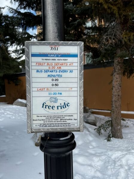 Bus sign in Breckenridge, Colorado