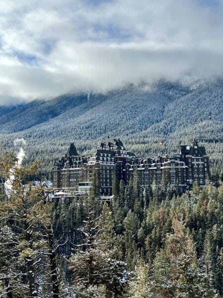 Surprise Corner with a view of the Fairmont Banff Springs hotel