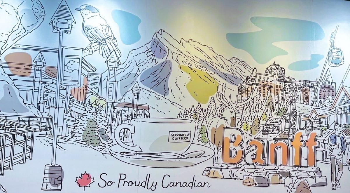 Second Cup Coffee mural in Banff, Canada