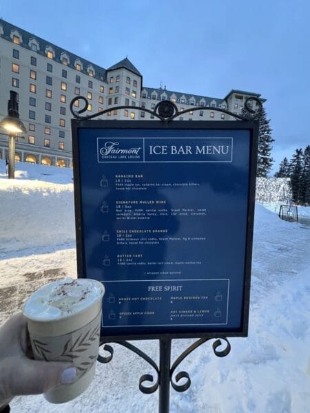 Lake Louise Ice Bar menu