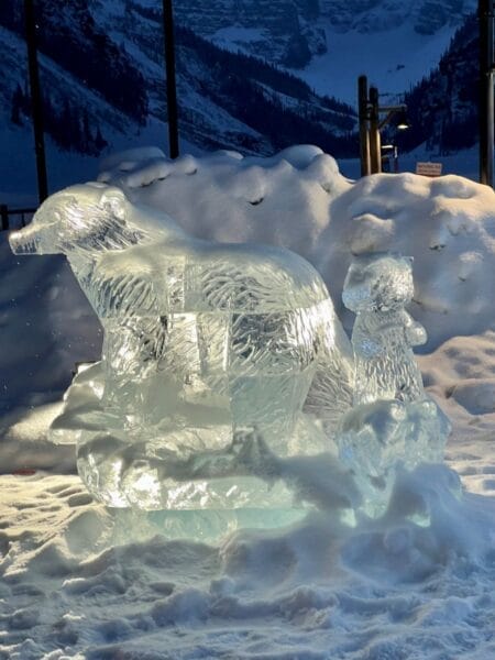Ice sculptures at Lake Louise