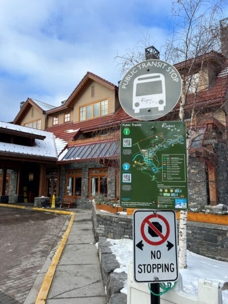 Public transit sign in Downtown Banff