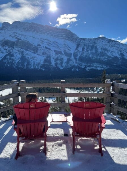 Park Canada's red chairs along the Hoodoo trail in Banff National Park