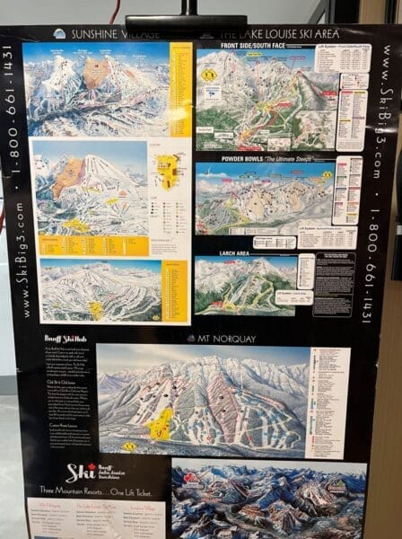 Ski maps for the three ski area in Banff