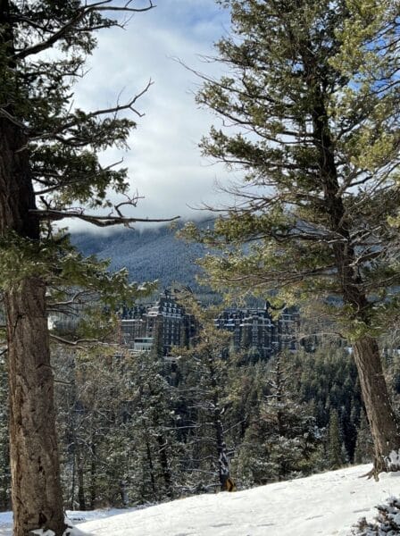 Surprise Corner view of Fairmont Banff Spring Hotel