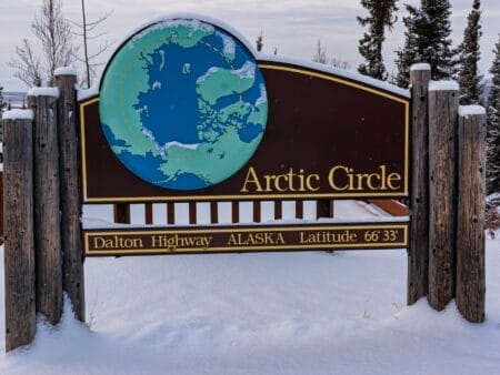 Arctic Circle sign near Fairbanks, AK