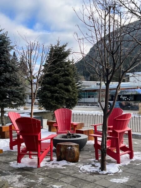 fire pits along Banff Avenue