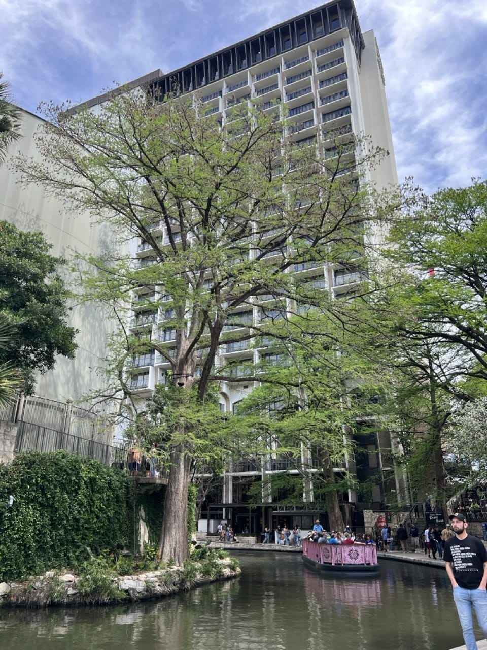 Hilton Palacio del Rio San Antonio Riverwalk hotel exterior with balconies