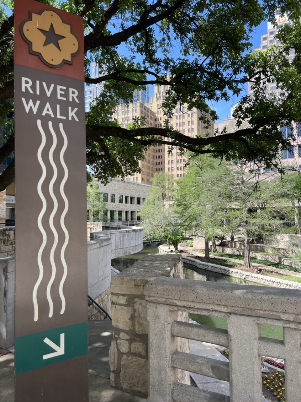 Riverwalk Sign in downtown San Antonio