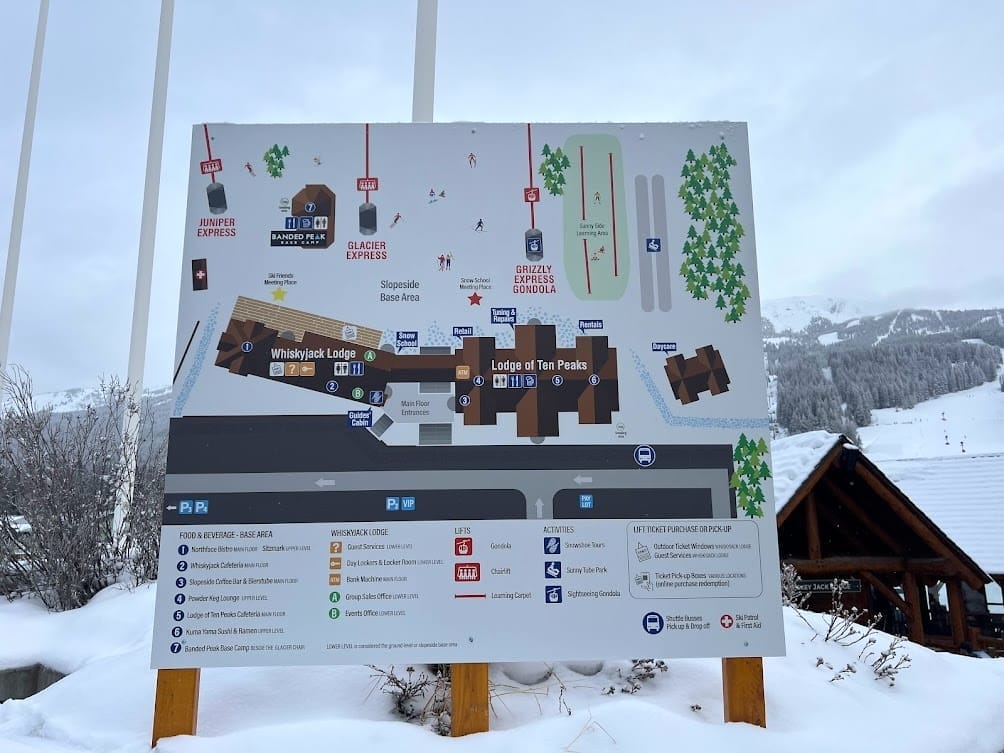 Ski Louise Mountain map for winter activities