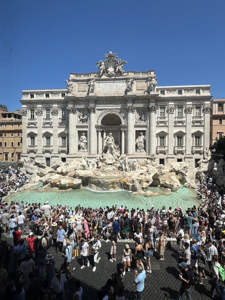 Trevi Fountain in Rome, Italy during the summer