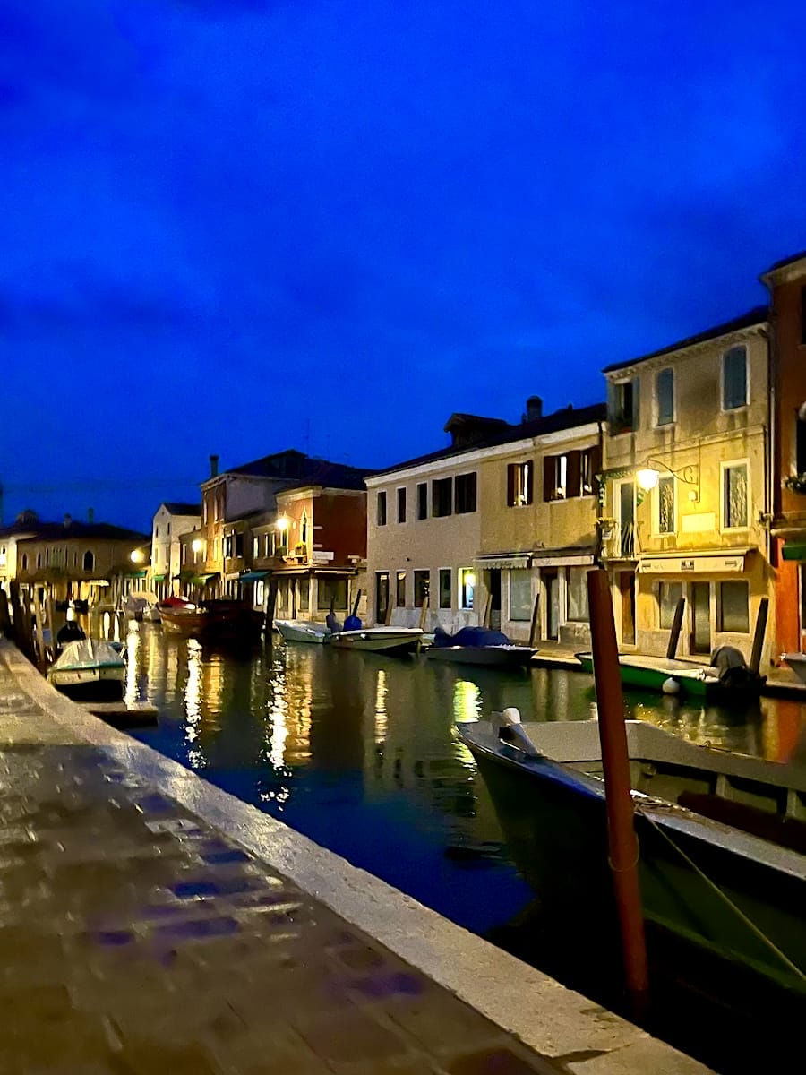 quiet nights along the canals in Murano