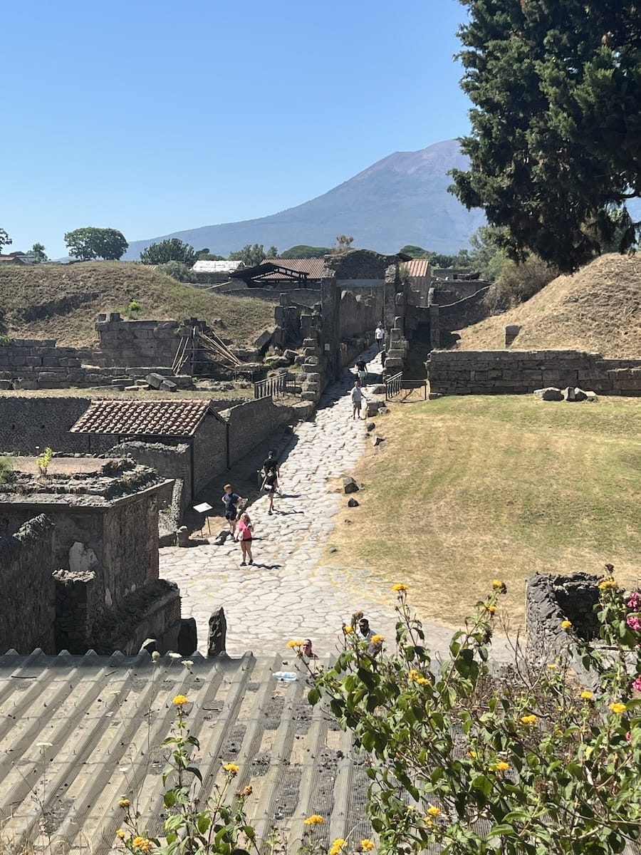 Ruins of Pompeii with Mt Vesuvius in the background