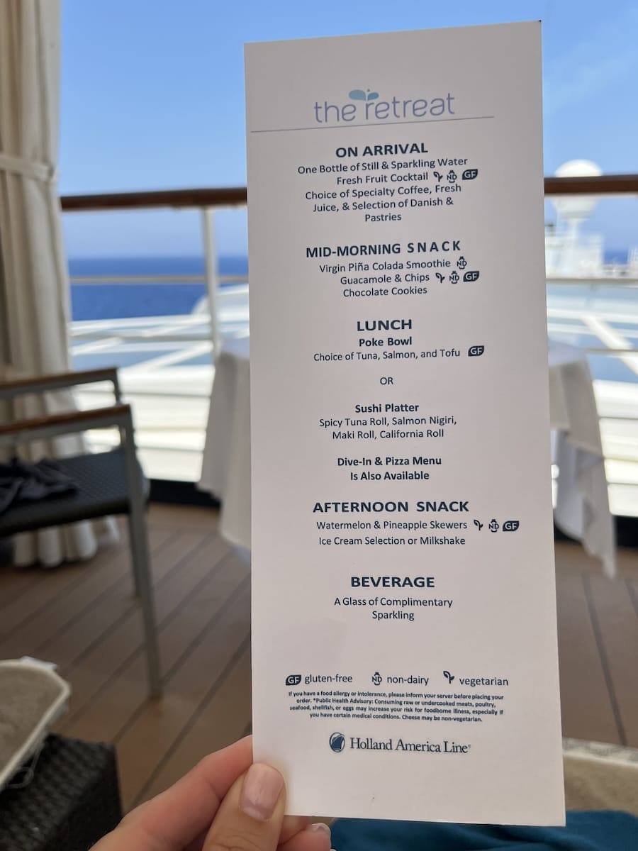 HAL Retreat menu